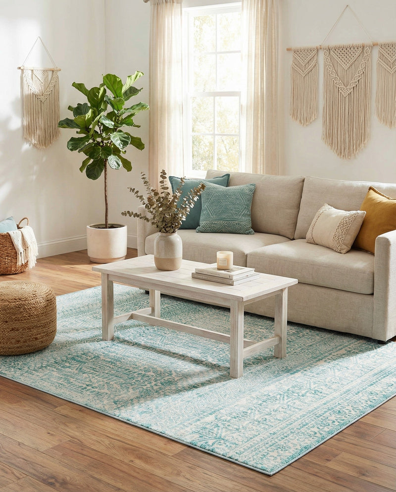 Metro Heights Collection Area Rug -  Chelsea Rectangle Teal  lifestyle 32