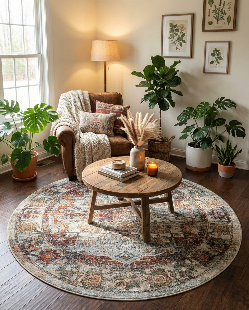 Savannah Soiree Collection Area Rug -  Everglade (Ivory) Round Ivory  lifestyle 71