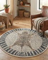 Savannah Sojourn Collection Area Rug -  Masai Round Gray and Ivory  lifestyle 44
