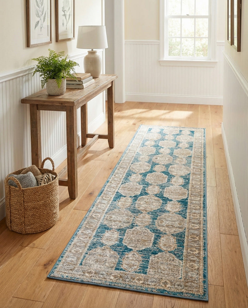 Seville Stripes Collection Area Rug -  Granada (Blue) Runner Blue  lifestyle 44