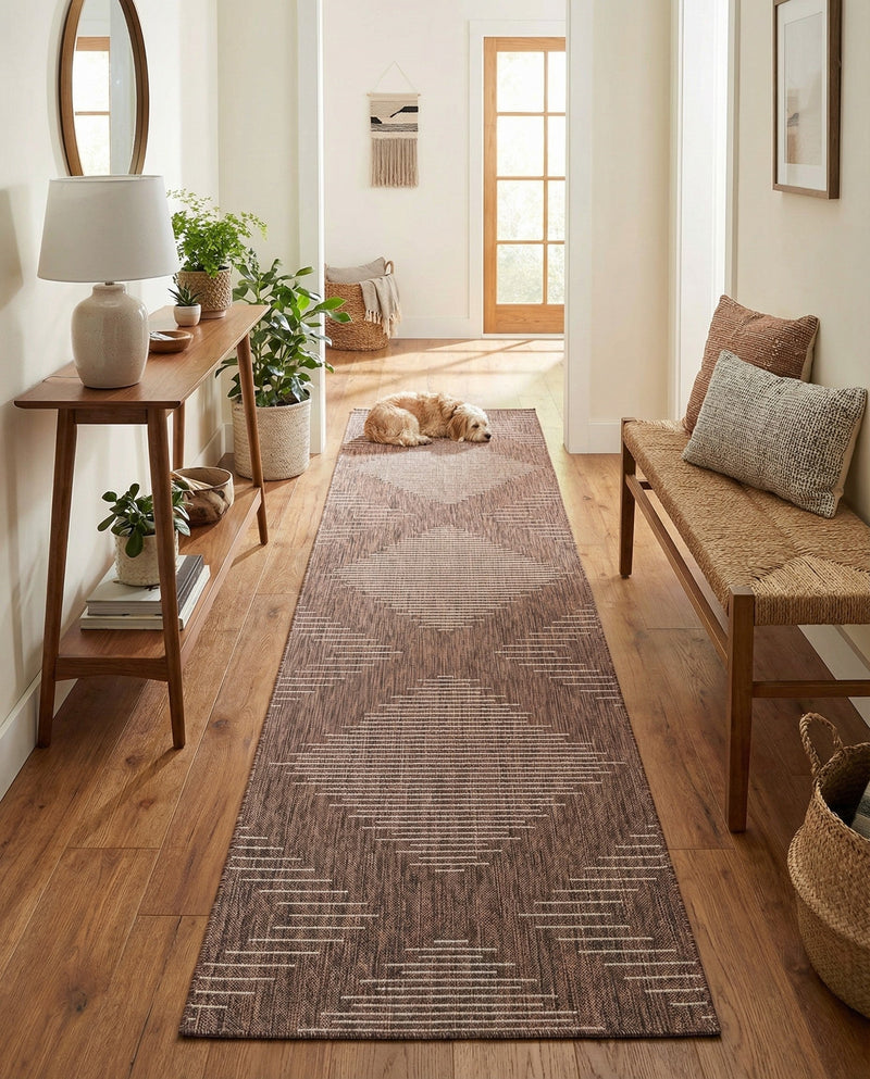 Urban Terrace Collection Area Rug -  Chelsea (Brown) Runner Brown  lifestyle 77