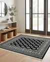 Samarkand Elegance Collection Area Rug -  Margilan (Black and White) Square Black and White  lifestyle 77