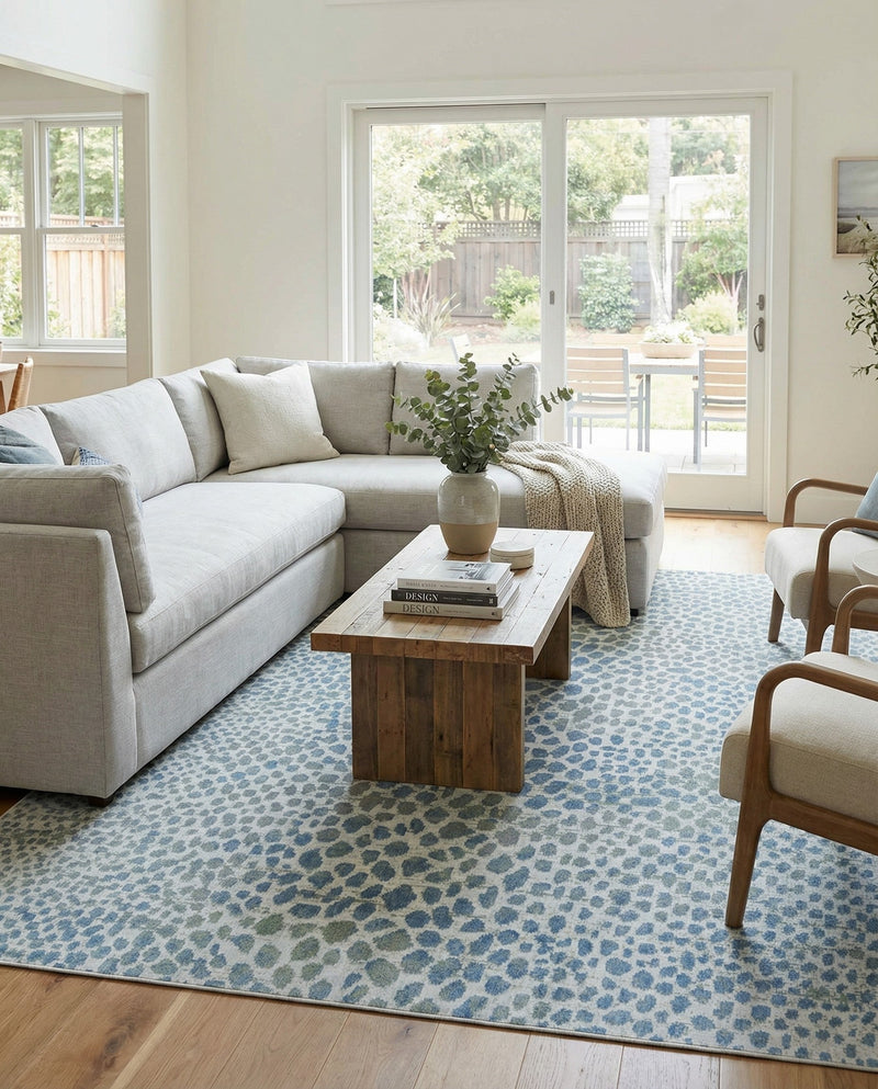 Aegean Elegance Washables Collection Area Rug -  Mykonos Rectangle Ivory Blue  lifestyle 23