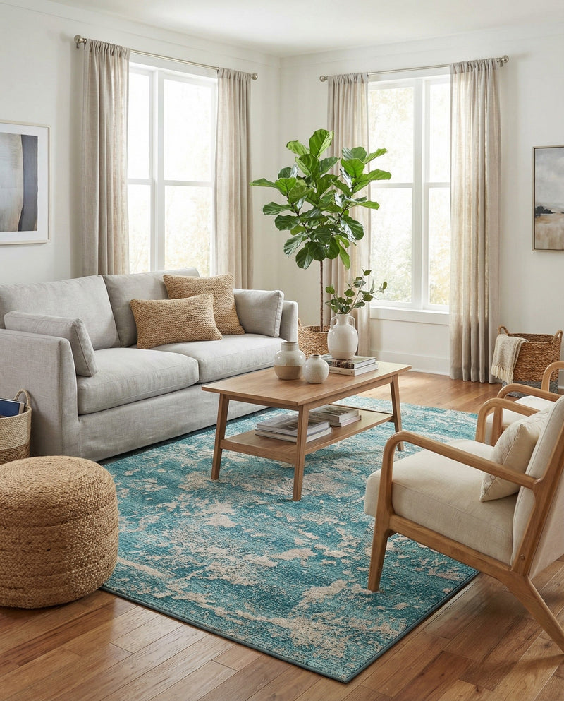 Urban Terrace Collection Area Rug -  Gazebo Rectangle Aqua Blue  lifestyle 7