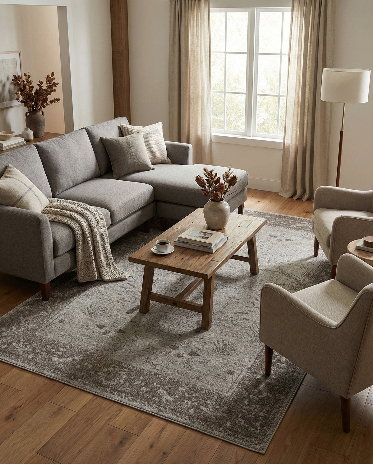 Horizon Collection Area Rug -  Apex (Light Gray) Rectangle Light Gray  lifestyle 19