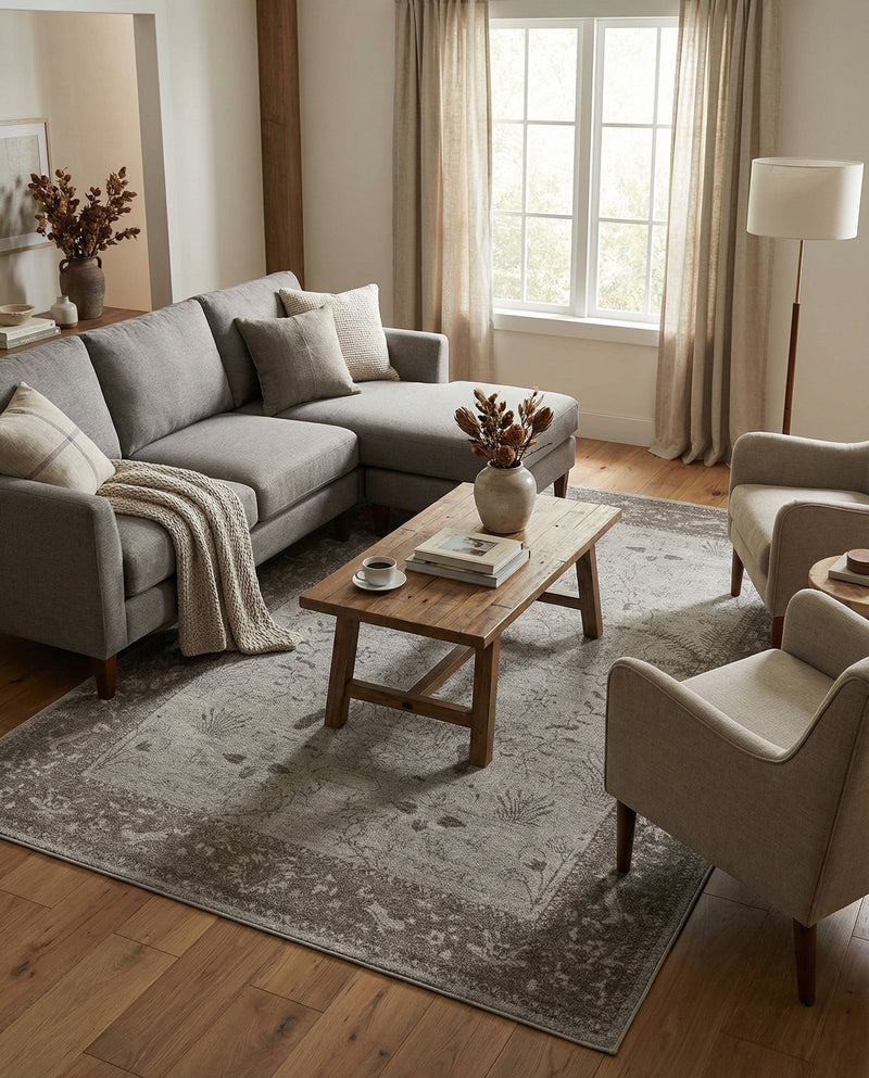 Horizon Collection Area Rug -  Apex (Light Gray) Rectangle Light Gray  lifestyle 19
