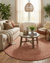 Highland Woven Jute Collection Area Rug - Glenmore (Rust Red) Round Rust Red  lifestyle 51