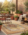 Patio Heritage Collection Area Rug -  Pergola Rectangle Blue and Light Brown  lifestyle 23