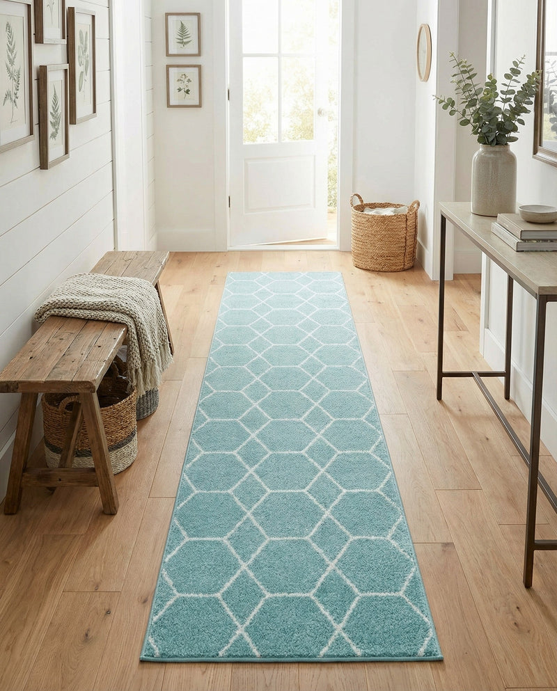 Trellis Mosaic Collection Area Rug - Arborville (Light Blue) Runner Light Blue  lifestyle 22
