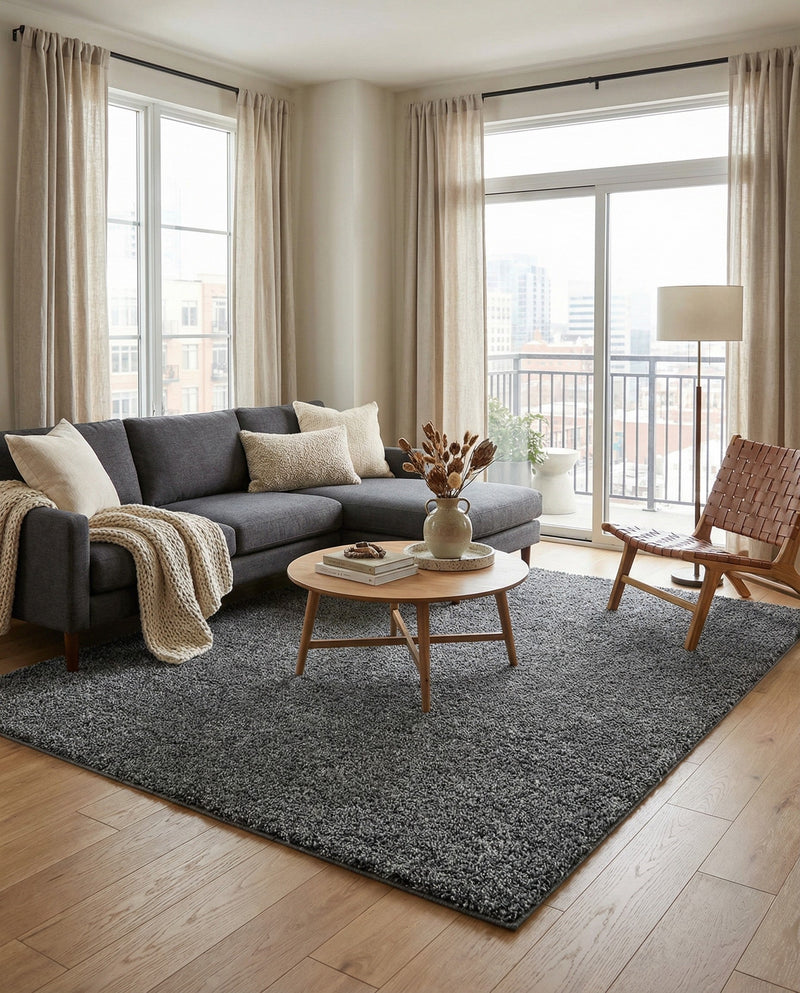 Cozy Comfort Shag Collection Area Rug - Haven (Pebble Gray) Rectangle Pebble Gray  lifestyle 4