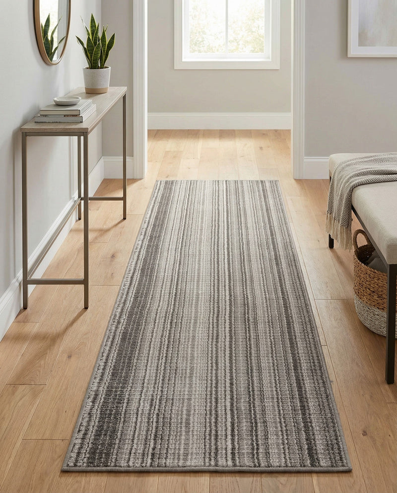 Jewel Oasis Collection Area Rug - Sapphire (Gray) Runner Gray  lifestyle 52