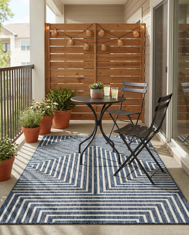 Urban Terrace Collection Area Rug -  Astoria (Blue) Rectangle Blue  lifestyle 3