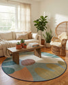 Coastal Terrace Collection Area Rug -  Boardwalk Round Blue  lifestyle 60