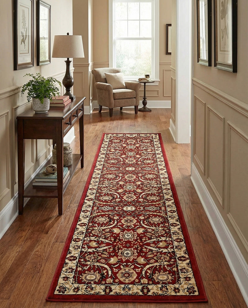 Tabriz Tapestry Collection Area Rug - Sahand (Red) Runner Red  lifestyle 37