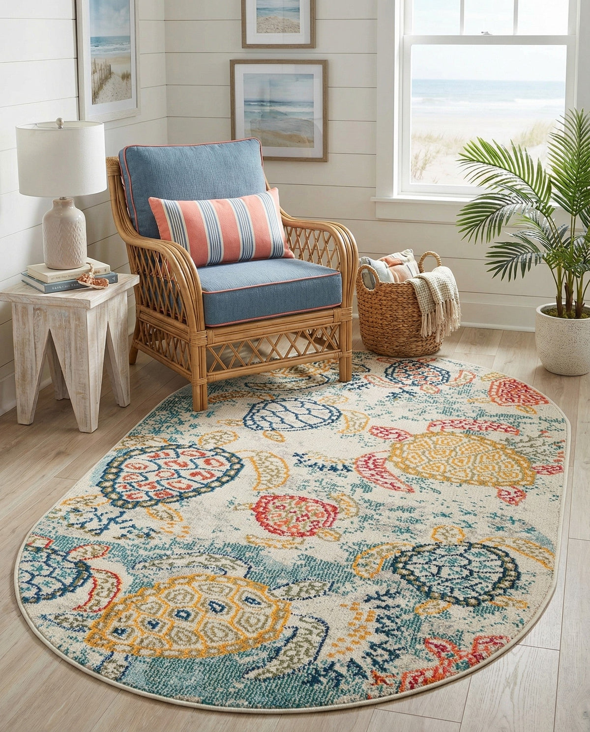 Sorrento Shores Collection Area Rug -  Massa Oval Beige  lifestyle 56