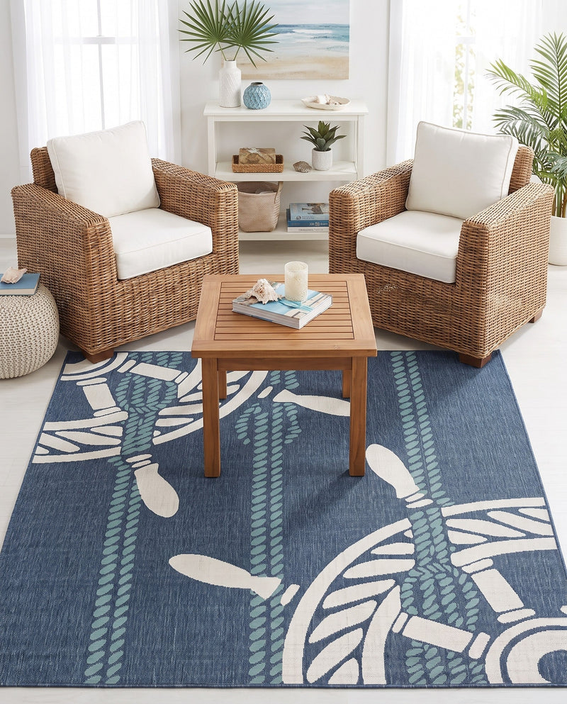 Seaside Haven Rugs Collection Area Rug - Harbor Square Navy Blue  lifestyle 45