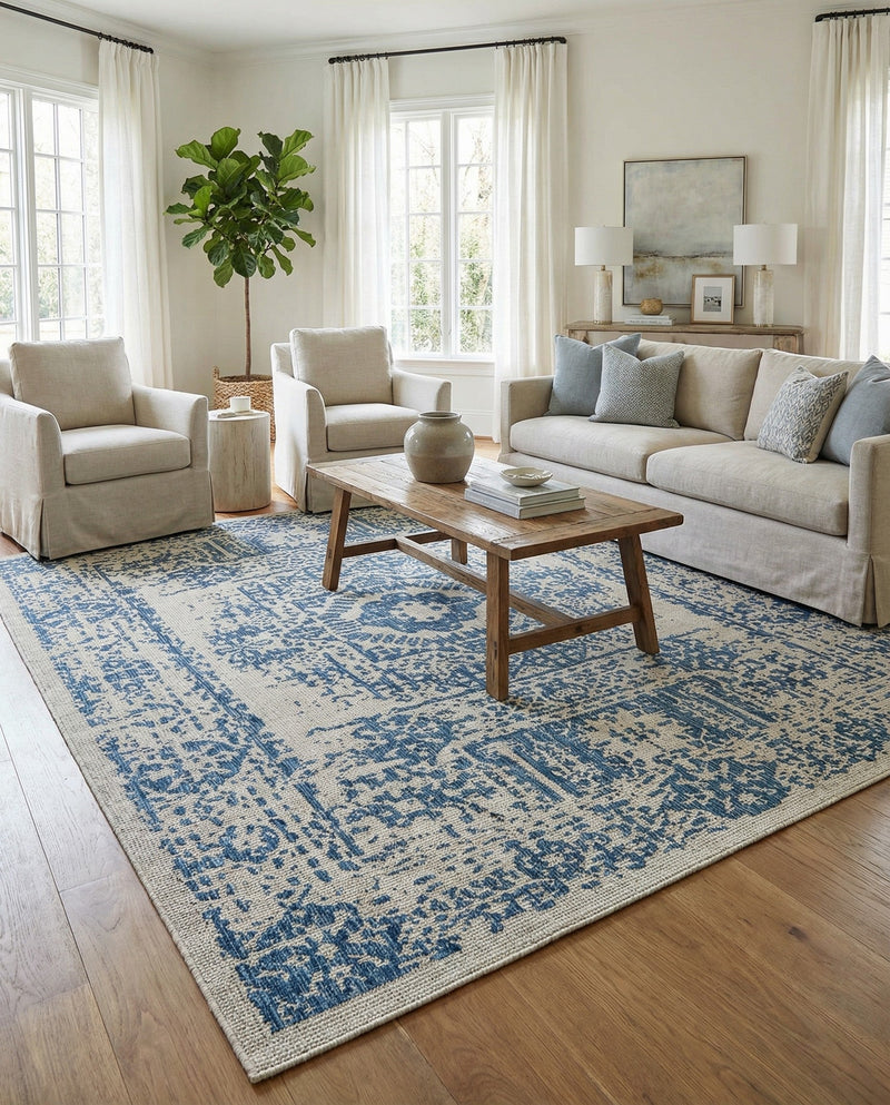Patio Heritage Collection Area Rug - Savannah (Blue) Rectangle Blue  lifestyle 34