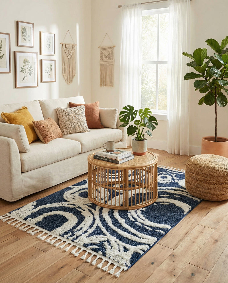 Sahara Chic Collection Area Rug -  Nubia Rectangle Blue  lifestyle 56