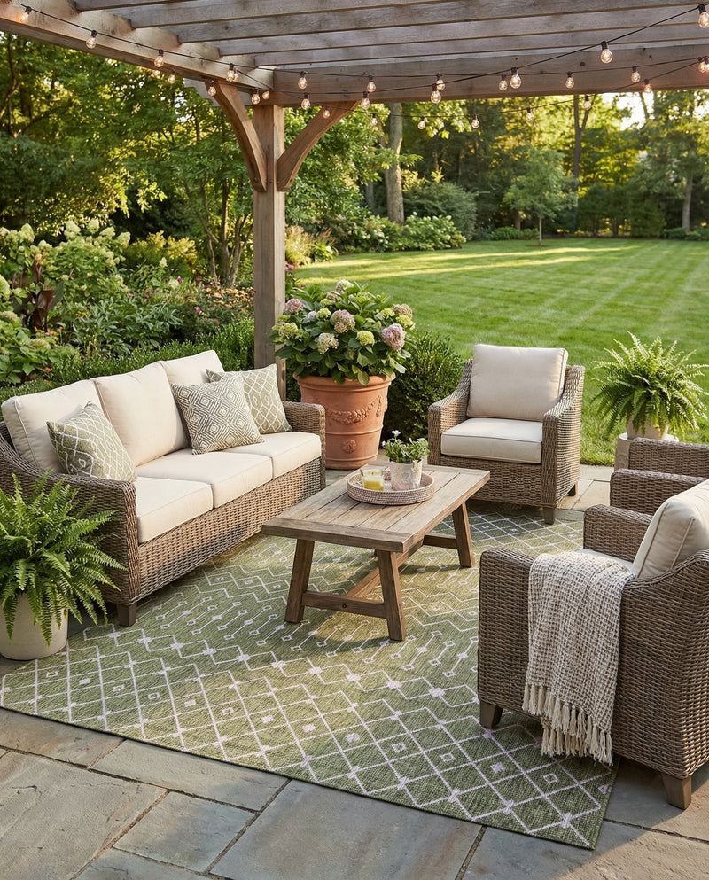 Savannah Pergola Collection Area Rug -  Pergola (Green) Square Green  lifestyle 53