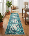 Seaside Blooms Collection Area Rug -  Provence Runner Teal blue  lifestyle 50