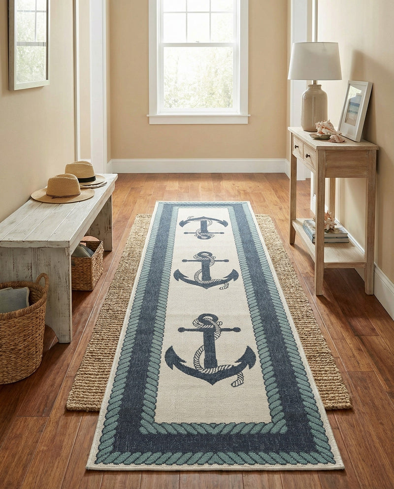 Seaside Haven Rugs Collection Area Rug -  Coralreef Runner Navy Blue  lifestyle 82