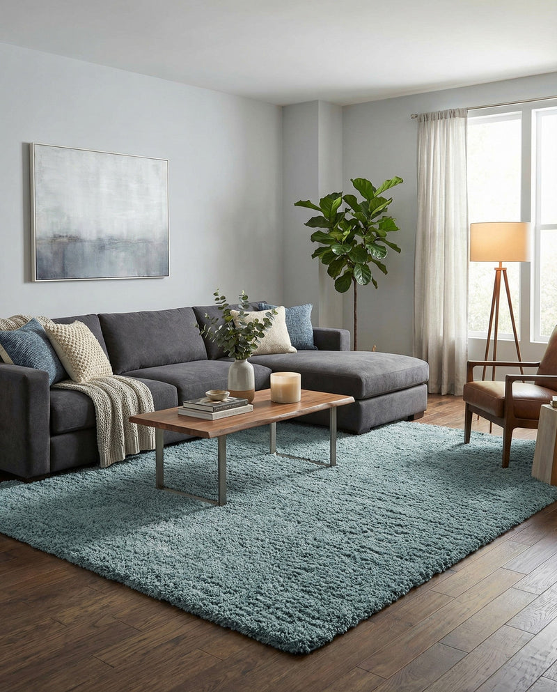 Eternal Plush Oasis Collection Area Rug -  Tranquility (Slate Blue) Rectangle Slate Blue  lifestyle 15