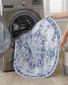 Baroque Era Collection Area Rug - Versailles (Gray Blue) Round Gray Blue  lifestyle 34