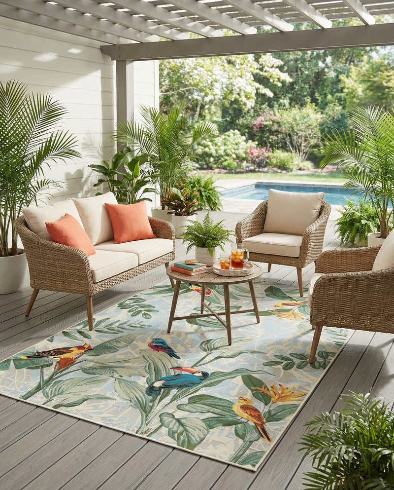 Seaside Blooms Collection Area Rug -  Tropic Rectangle Multi  lifestyle 35