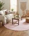 Mediterranean Lattice Collection Area Rug - Santorini (Pink) Round Pink  lifestyle 45