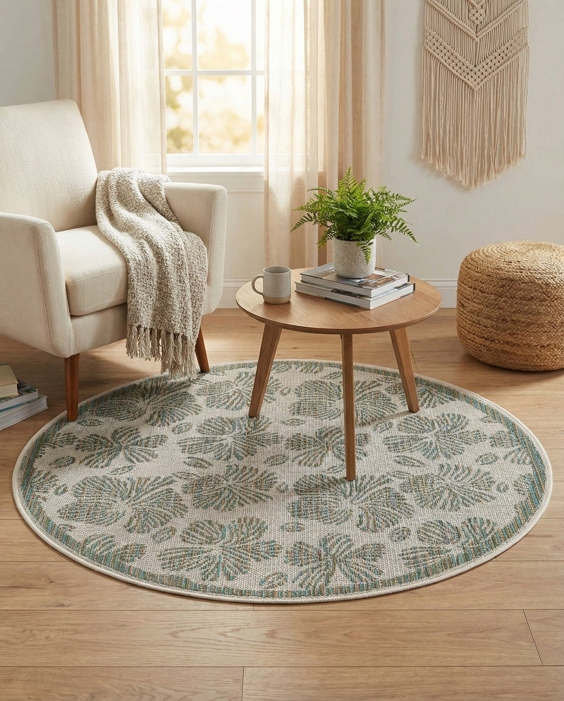 Coastal Terrace Collection Area Rug -  Marina Round Ivory and Beige  lifestyle 64
