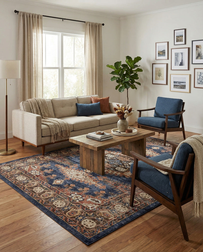 Eden Oasis Collection Area Rug -  Refuge (Blue) Rectangle Blue  lifestyle 3