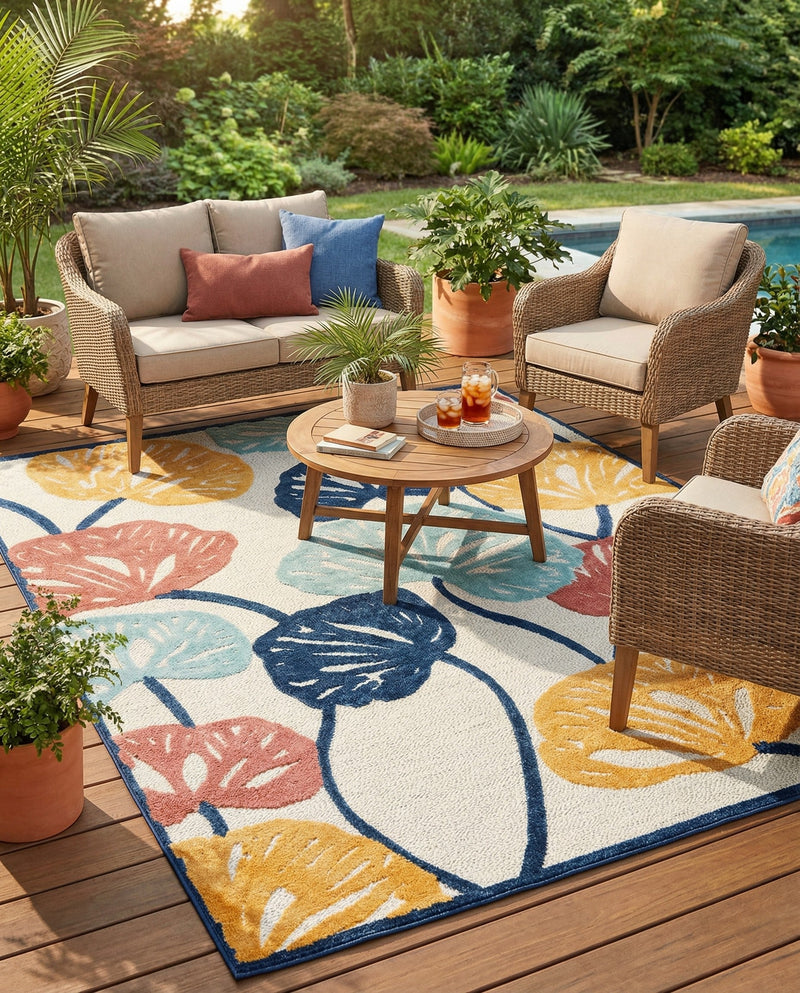 Caribbean Terrace Collection Area Rug -  Grenada Rectangle Ivory  lifestyle 37