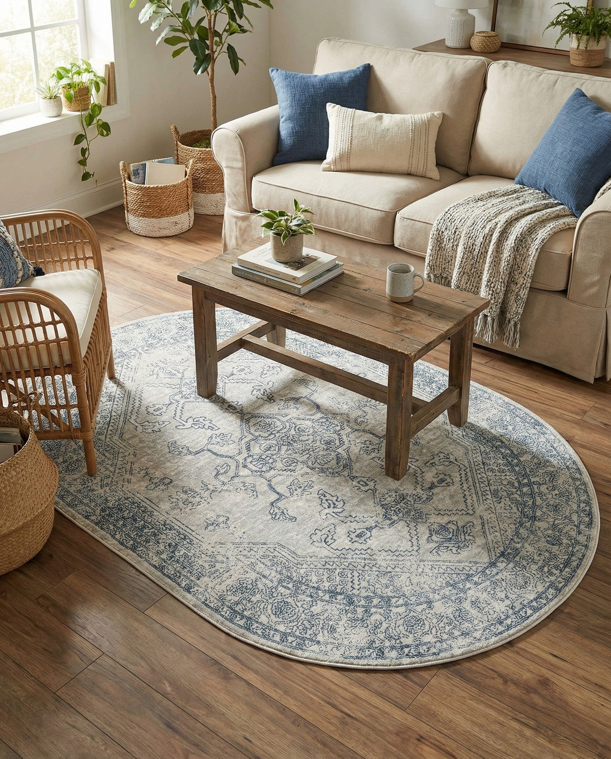 Coastal Haven Collection Area Rug -  Marina Oval Gray  lifestyle 83