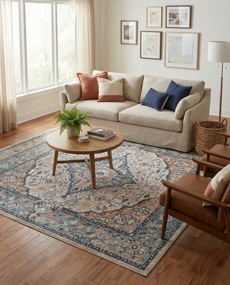 Seville Stripes Collection Area Rug - Cadiz (Blue) Square Blue  lifestyle 39