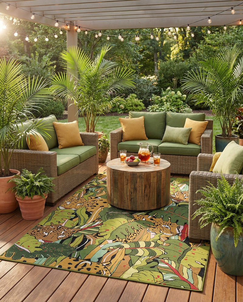 Seaside Blooms Collection Area Rug -  Sorrento Rectangle Green  lifestyle 8