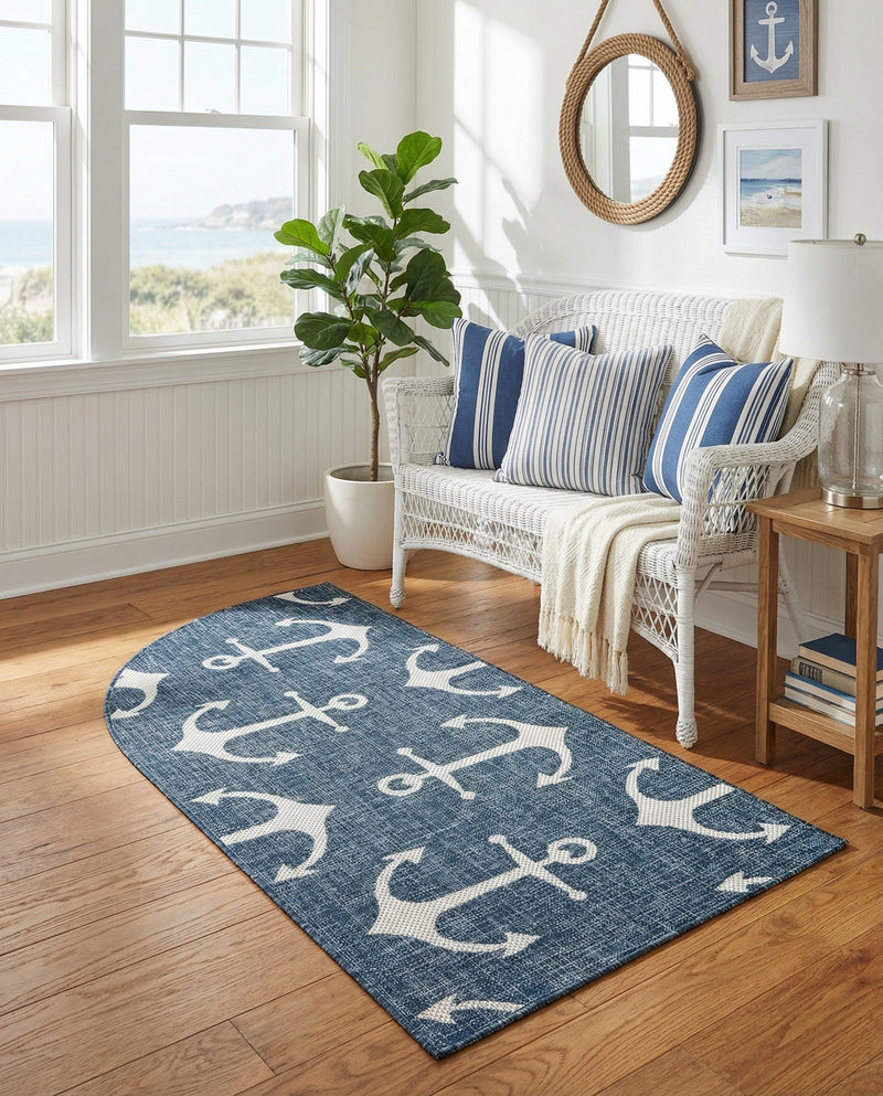 Seaside Haven Rugs Collection Area Rug - Sapphire (Blue) Hearth Blue  lifestyle 53