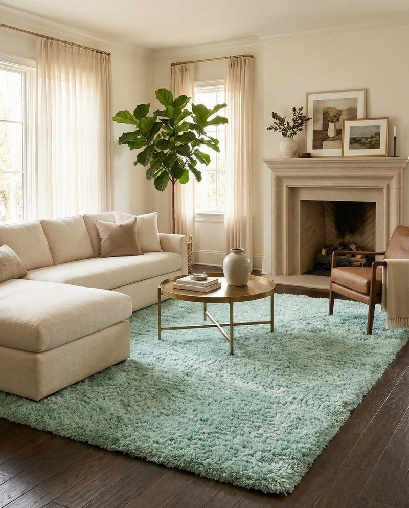 Eternal Plush Oasis Collection Area Rug -  Tranquility (Cyan) Rectangle Cyan  lifestyle 3