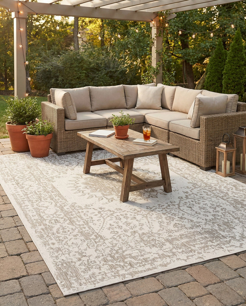 Patio Heritage Collection Area Rug -  Lafayette (Gray) Rectangle Gray  lifestyle 8