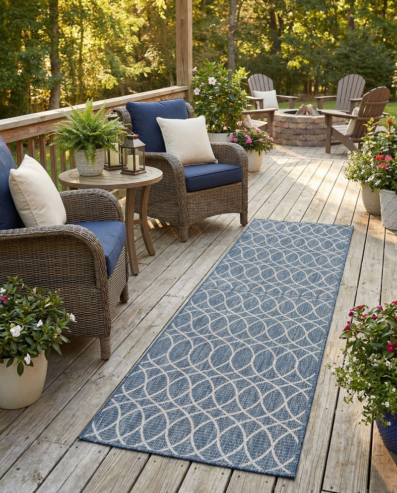 Savannah Pergola Collection Area Rug -  Pavilion (Blue) Runner Blue  lifestyle 45