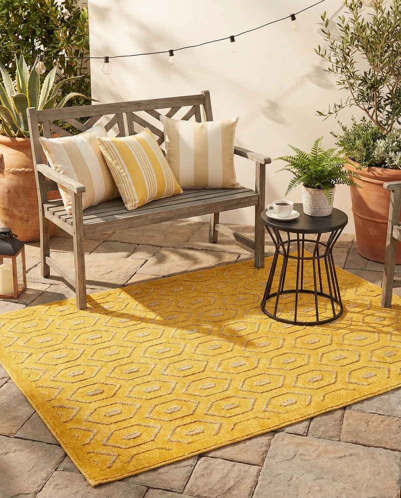 Garden Lattice Charm Collection Area Rug - Arbor (Yellow) Rectangle Yellow  lifestyle 7