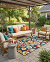 Outdoor Marrakesh Collection Area Rug -  Chefchaouen Rectangle Multi Black  lifestyle 25