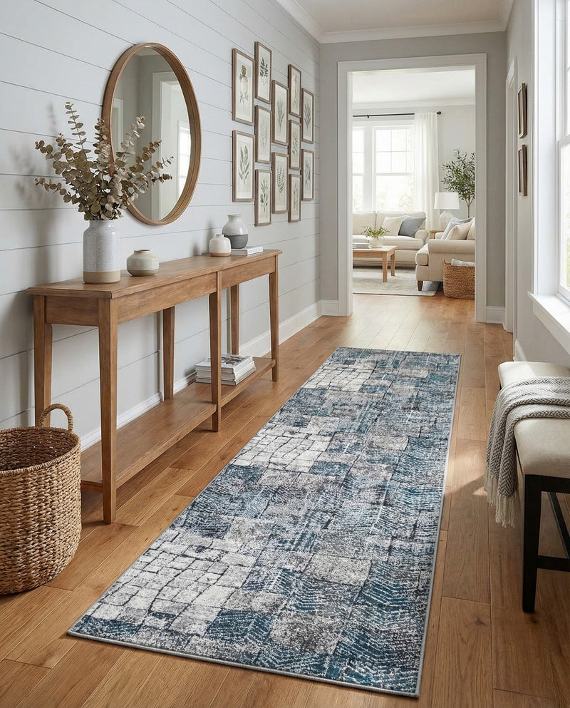 Seville Elegance Collection Area Rug - Cordoba Runner Gray Blue  lifestyle 71