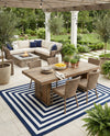 Sustainable Strands Indoor-Outdoor Oasis Collection Area Rug - Harborview Rectangle Navy Blue and White  lifestyle 6