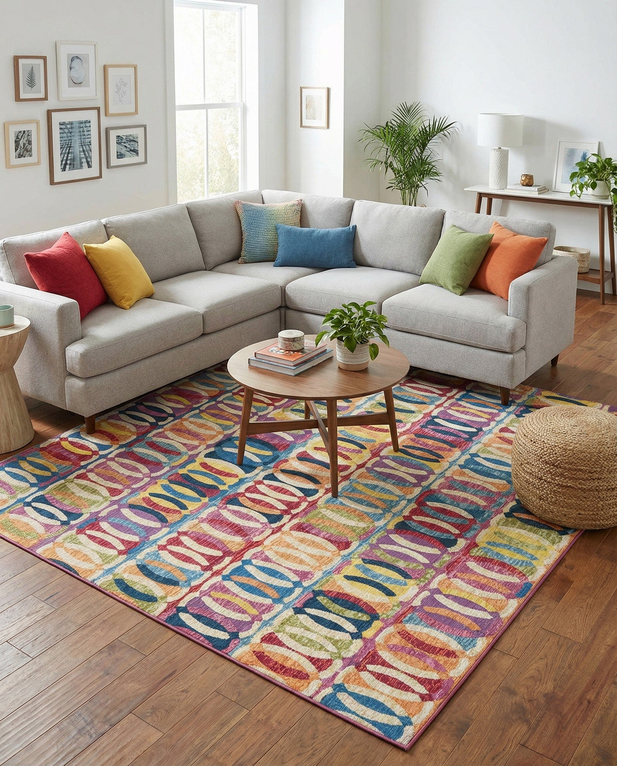 Urban Terrace Collection Area Rug -  Boardwalk Square Multi  lifestyle 81