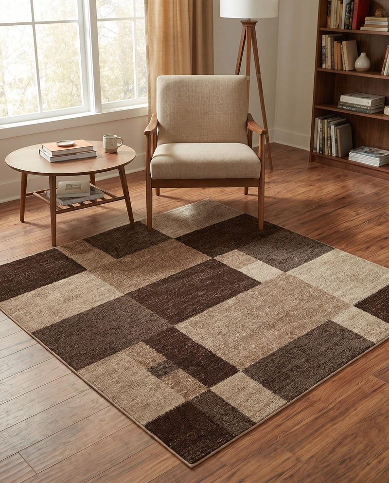 Autumn Meadow Collection Area Rug -  Sycamoreside (Light Brown) Square Light Brown  lifestyle 75