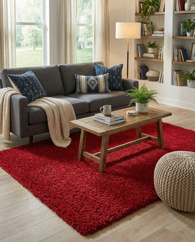 Plush Oasis Collection Area Rug - Serenity (Cherry Red) Rectangle Cherry Red  lifestyle 10