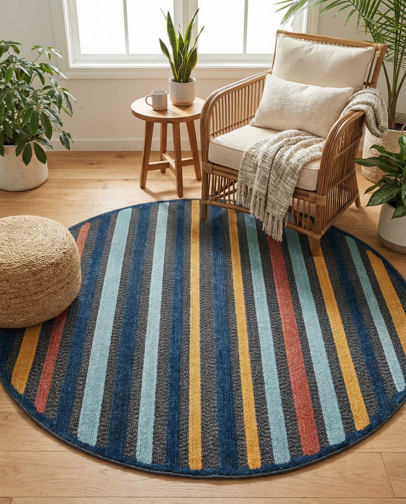 Caribbean Terrace Collection Area Rug -  Martinique Round Charcoal  lifestyle 49