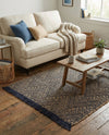 Woven Seaside Jute Collection Area Rug - Oia Rectangle Navy Blue and White  lifestyle 6
