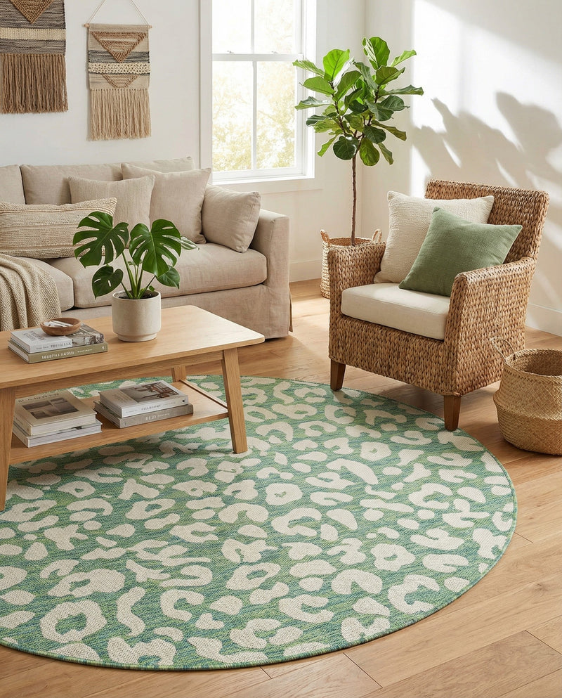 Savannah Escape Collection Area Rug -  Amazon (Green Blue) Round Green Blue  lifestyle 23