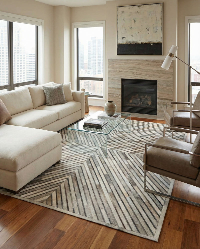 Savannah Hideaway Collection Area Rug - Serengeti Rectangle Gray Ivory  lifestyle 11